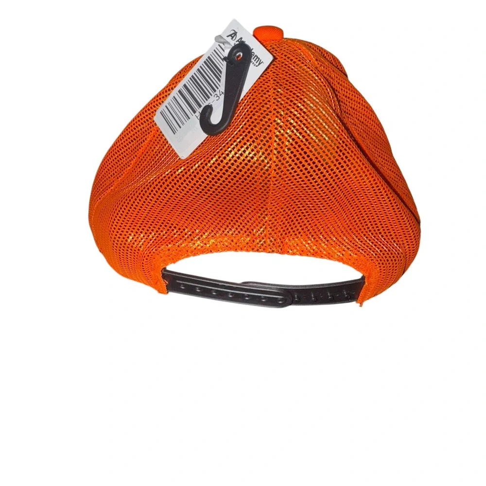 Men's Academy Outdoor Caps Bright Orange Trucker Hat American Flag Patch